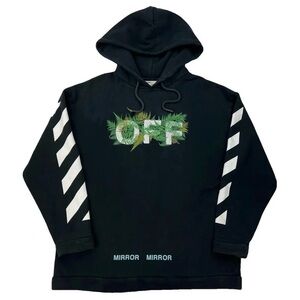 Off-White Black Hoodie with Embroidered Green Graphic XL
